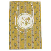 Personalized Vintage Antique Wallpaper Yellow  ミディアムペーパーバッグ (正面)
