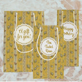 Personalized Vintage Antique Wallpaper Yellow  ミディアムペーパーバッグ