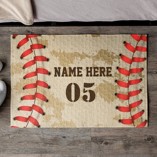 Personalized Vintage Baseball Name Number Retro ドアマット