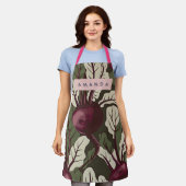 Personalized Vintage Beetroot Garden Art Design エプロン (着用した状態)