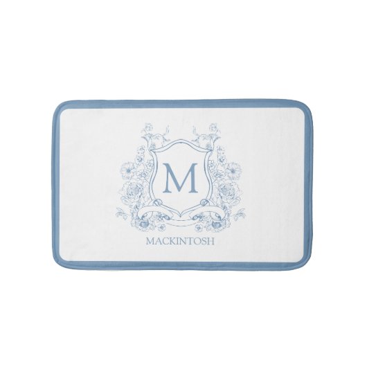 Personalized Vintage Blue Bath Mat バスマット (正面)