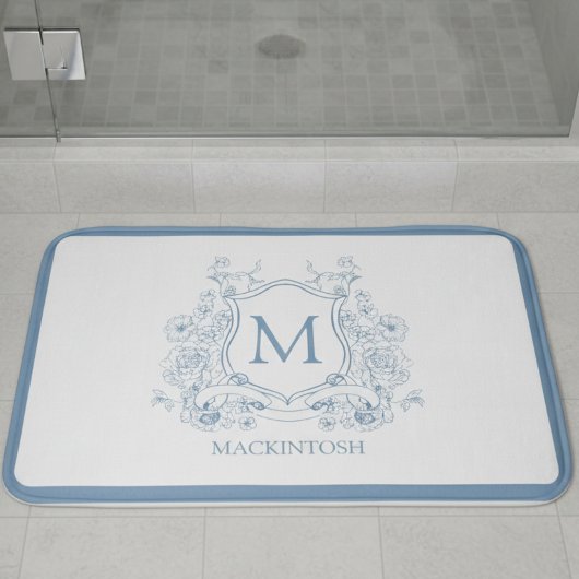 Personalized Vintage Blue Bath Mat バスマット