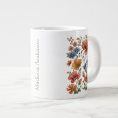 Personalized Vintage Botanical Poppies ジャンボコーヒーマグカップ (正面右)