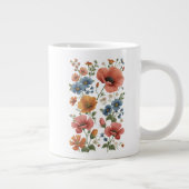 Personalized Vintage Botanical Poppies ジャンボコーヒーマグカップ (右)