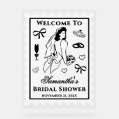 Personalized Vintage Bridal Shower Welcome アクリルサイン (正面)