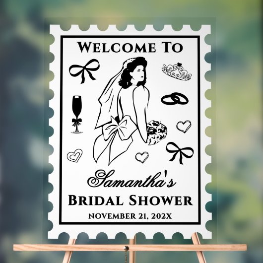 Personalized Vintage Bridal Shower Welcome アクリルサイン (ニュートラル)