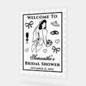 Personalized Vintage Bridal Shower Welcome アクリルサイン (傾斜)