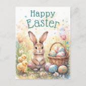 Personalized Vintage Bunny Chicks And Easter Eggs ポストカード (正面)