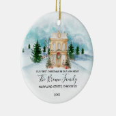 Personalized Vintage Christmas New Home Winter セラミックオーナメント (右)