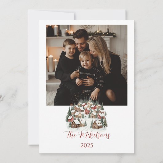 Personalized Vintage Christmas Town シーズンカード (正面)