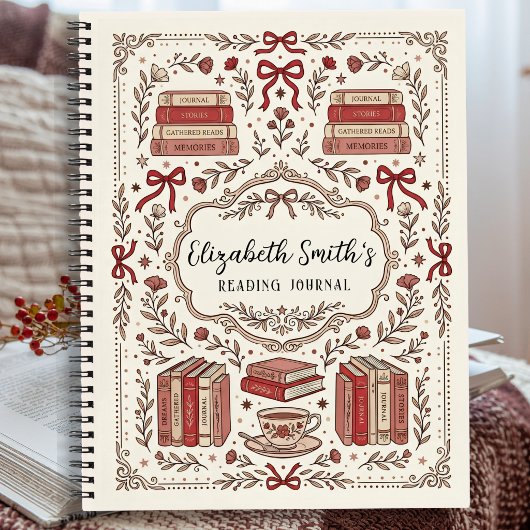 Personalized Vintage Coquette Reading Journal ノートブック