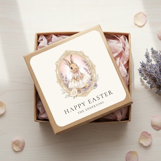 Personalized Vintage Easter Bunny Custom スクエアシール