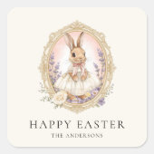 Personalized Vintage Easter Bunny Custom スクエアシール (正面)