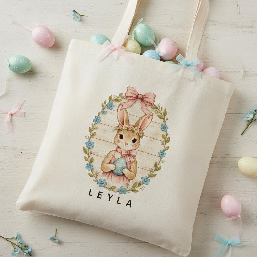 Personalized Vintage Easter Bunny Pastel Tote Bag トートバッグ