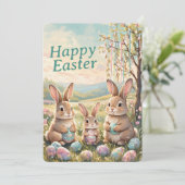 Personalized Vintage Easter Floral - Green Script シーズンカード (スタンド正面)