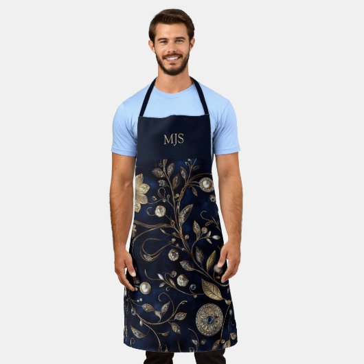 Personalized Vintage Floral エプロン (着用した状態)