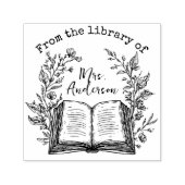 Personalized Vintage Floral Library Book Stamp  セルフインキングスタンプ (デザイン)