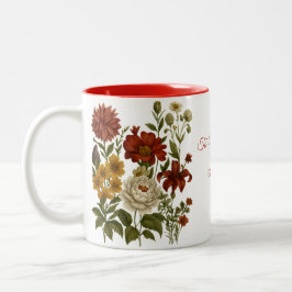 Personalized Vintage Floral Mug, Custom Name Gift ツートーンマグカップ