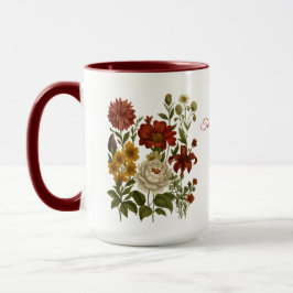 Personalized Vintage Floral Mug, Custom Name Gift マグカップ