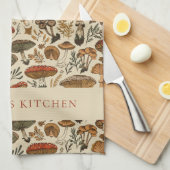 Personalized Vintage Forest Mushroom Pattern  キッチンタオル (四つ折り)