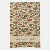 Personalized Vintage Forest Mushroom Pattern  キッチンタオル (縦)