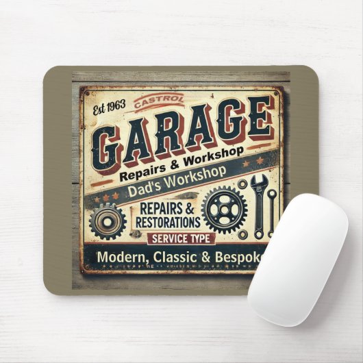 Personalized Vintage Garage Mousepad マウスパッド (マウス)