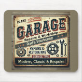 Personalized Vintage Garage Mousepad マウスパッド (正面)