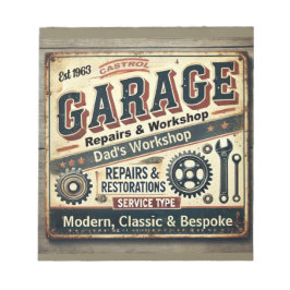 Personalized Vintage Garage Notepad ノートパッド