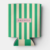Personalized Vintage Green and Cream Stripe 缶クーラー (正面)