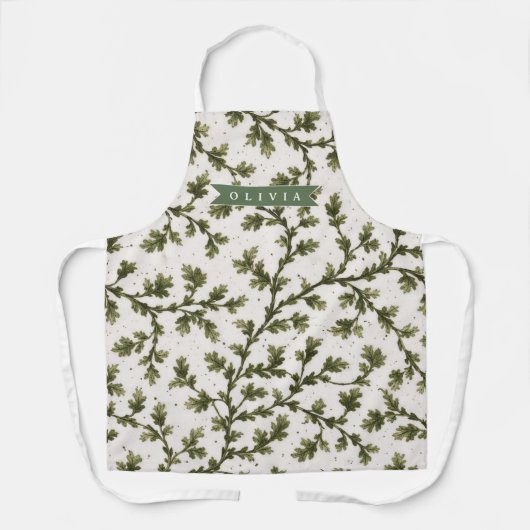 Personalized Vintage Green Garden Botanical Rustic エプロン (正面)