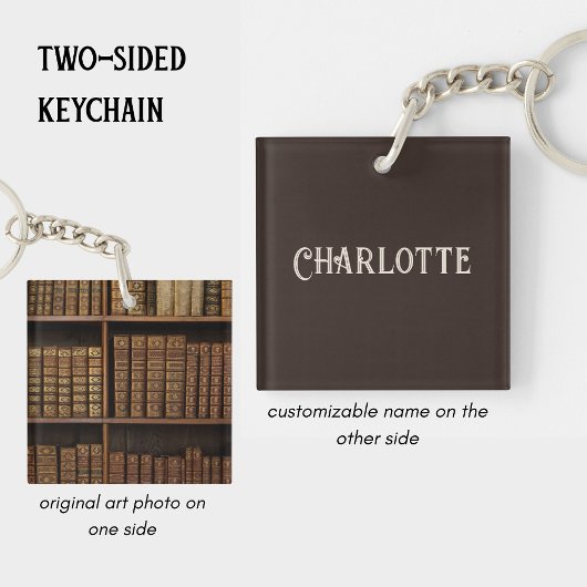 Personalized Vintage Library & Book Lover Name キーホルダー