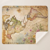 Personalized Vintage Map シェルパブランケット (正面(横))