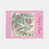 Personalized Vintage Pink Christmas Baby Blanket フリースブランケット (正面(横))