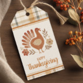 Personalized Vintage Plaid Thanksgiving ギフトタグ