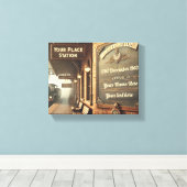 Personalized Vintage Railway Station キャンバスプリント (インサイチュ (ウッドフロア))