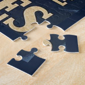 Personalized Vintage Retro Motorcycle Racing Art ジグソーパズル (側面)