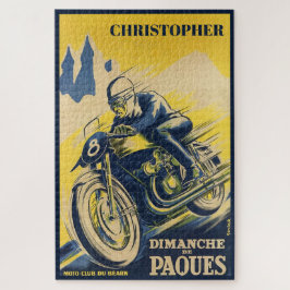 Personalized Vintage Retro Motorcycle Racing Art ジグソーパズル