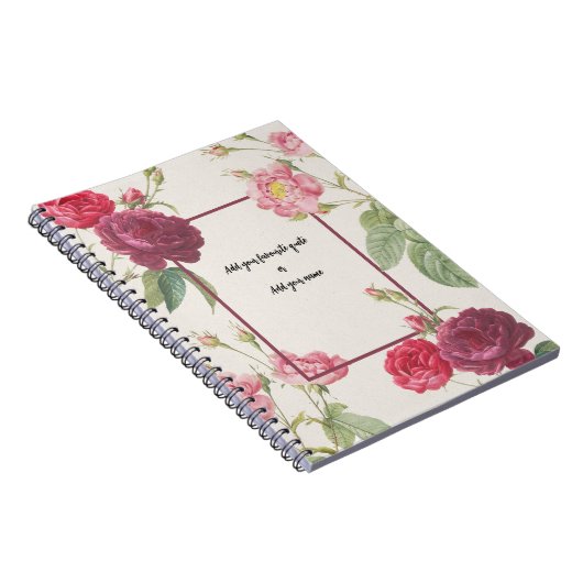 Personalized Vintage Rose Flower Notebook ノートブック (右側)