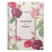 Personalized Vintage Rose Flower Notebook ノートブック (正面)