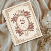 Personalized Vintage Rose Monogram Notebook ノートブック