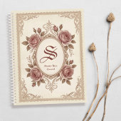 Personalized Vintage Rose Monogram Notebook ノートブック