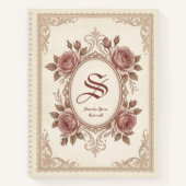 Personalized Vintage Rose Monogram Notebook ノートブック (正面)