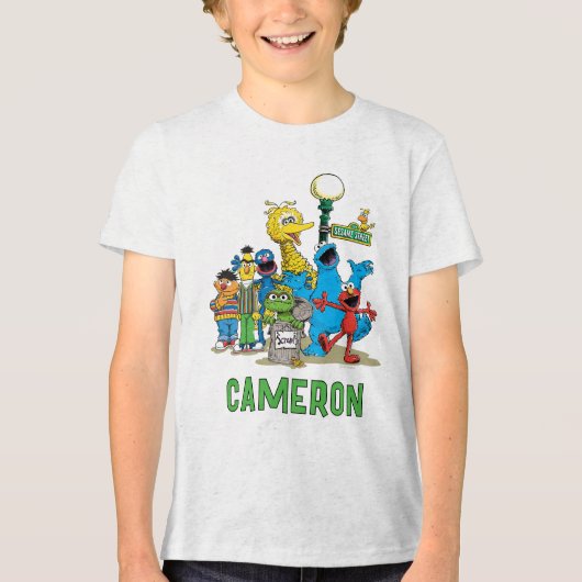 Personalized Vintage Sesame Street Pals トライブレンドTシャツ (正面)