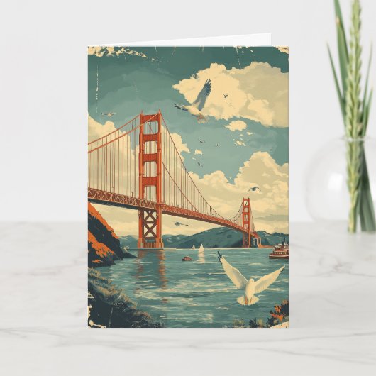 Personalized Vintage SF Golden Gate Bridge Card シーズンカード (正面)