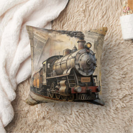 Personalized Vintage Steam Train Retro Travel クッション