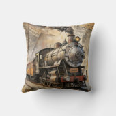 Personalized Vintage Steam Train Retro Travel クッション (裏面)