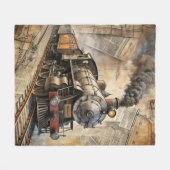 Personalized Vintage Steam Train Retro Travel フリースブランケット (正面(横))