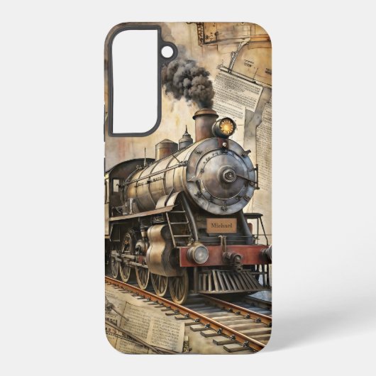 Personalized Vintage Steam Train | Retro Travel Samsung Galaxyケース (裏面)