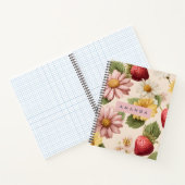 Personalized Vintage Strawberry & Flower Pattern ノートブック (内部)