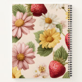 Personalized Vintage Strawberry & Flower Pattern ノートブック (裏面)